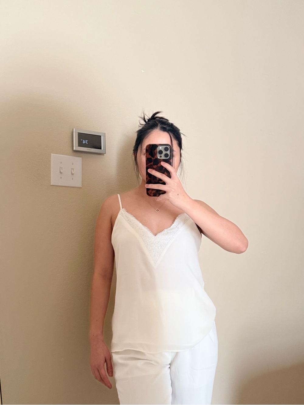 Melrose Market White Lace-Trim V-Neck Cami Top